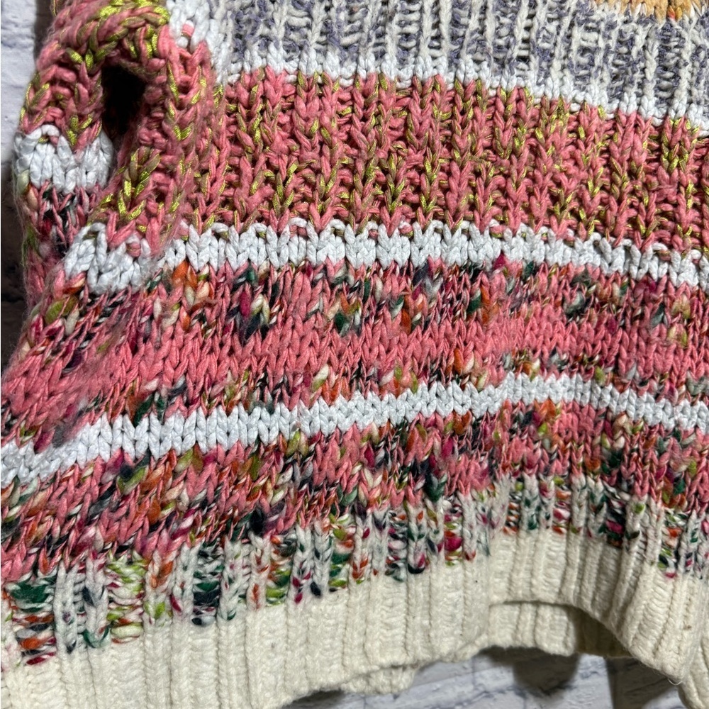 By Anthropologie Chunky Knit Sweater with Multicolor Accents, Size Small - Picture 13 of 15